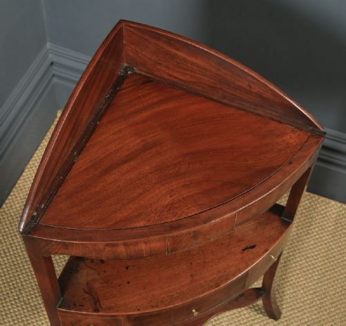 fig 4. Antique English Regency Bow Front Mahogany & Inlaid Corner Display Table (Circa 1810)