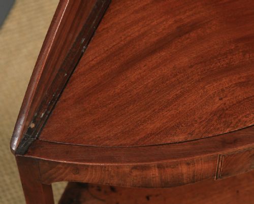 fig 5. Antique English Regency Bow Front Mahogany & Inlaid Corner Display Table (Circa 1810)