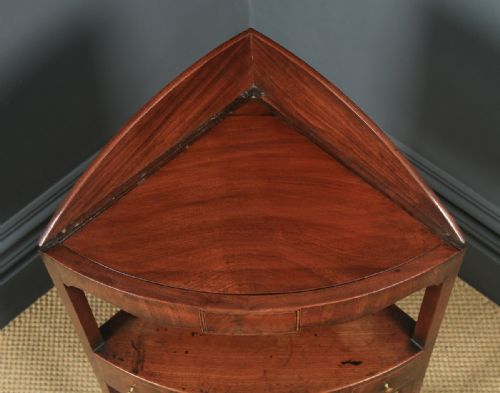 fig 6. Antique English Regency Bow Front Mahogany & Inlaid Corner Display Table (Circa 1810)