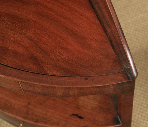 fig 7. Antique English Regency Bow Front Mahogany & Inlaid Corner Display Table (Circa 1810)