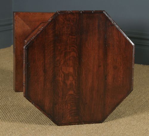 fig 2. Antique English Victorian Oak Gothic Style Carved Octagonal Occasional Table (Circa 1860)