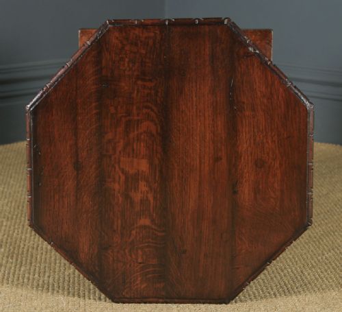 fig 4. Antique English Victorian Oak Gothic Style Carved Octagonal Occasional Table (Circa 1860)