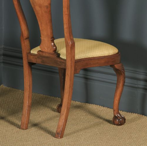 fig 7. Antique English Edwardian Queen Anne Style Set of 4 Four Burr Walnut Dining Chairs (Circa 1900)