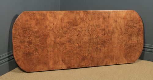 fig 5. Antique English Art Deco Epstein Burr Walnut Dining Suite Table & Six Leather Dining Chairs (Circa 1930)