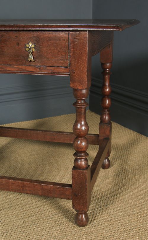fig 2. Antique English Georgian Oak Occasional Hall Writing Lowboy Side Table (Circa 1740)