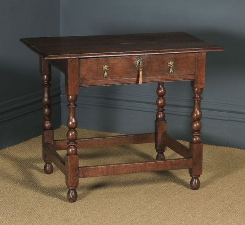 fig 3. Antique English Georgian Oak Occasional Hall Writing Lowboy Side Table (Circa 1740)