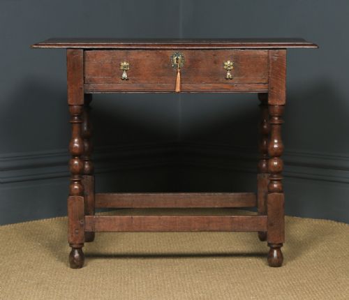 fig 4. Antique English Georgian Oak Occasional Hall Writing Lowboy Side Table (Circa 1740)