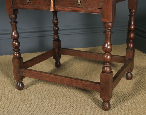 fig 6. Antique English Georgian Oak Occasional Hall Writing Lowboy Side Table (Circa 1740)