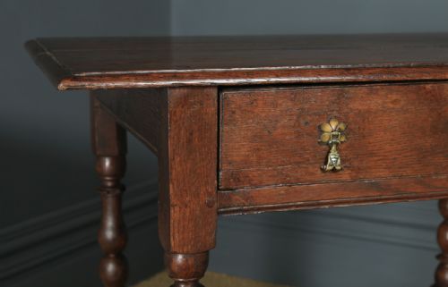 fig 7. Antique English Georgian Oak Occasional Hall Writing Lowboy Side Table (Circa 1740)