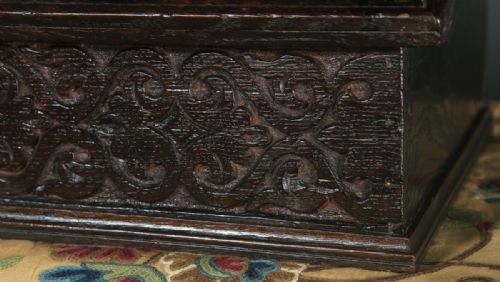 fig 3. Antique English 18th Century Solid Oak Carved Writing Bible Box (Circa 1700)