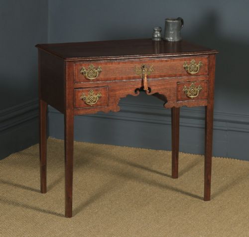 Antique English 18th Century Georgian Oak Cross Banded Occasional Side Hall Lowboy Table (Circa 1780)
