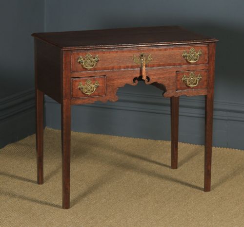 fig 1. Antique English 18th Century Georgian Oak Cross Banded Occasional Side Hall Lowboy Table (Circa 1780)