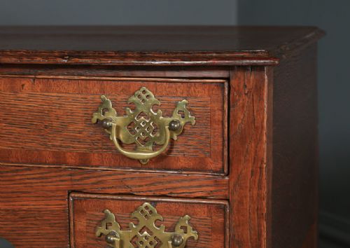 fig 3. Antique English 18th Century Georgian Oak Cross Banded Occasional Side Hall Lowboy Table (Circa 1780)