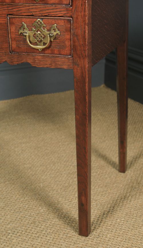 fig 4. Antique English 18th Century Georgian Oak Cross Banded Occasional Side Hall Lowboy Table (Circa 1780)