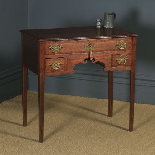 fig 5. Antique English 18th Century Georgian Oak Cross Banded Occasional Side Hall Lowboy Table (Circa 1780)