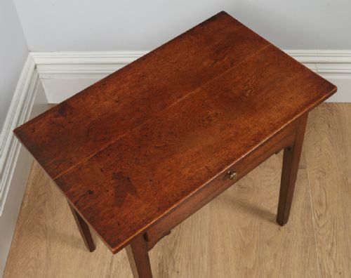 fig 4. Antique English Georgian Oak Country Side Table (Circa 1800)