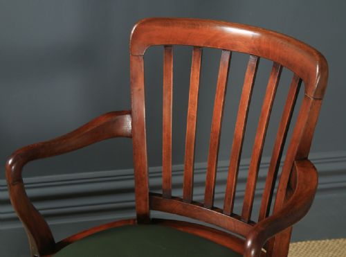 fig 4. Antique English Victorian Beech Revolving Office Desk Arm Chair (Circa 1890)