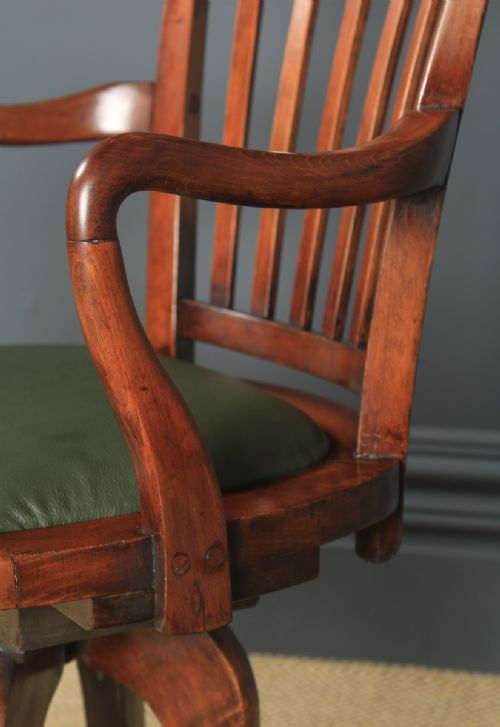 fig 7. Antique English Victorian Beech Revolving Office Desk Arm Chair (Circa 1890)