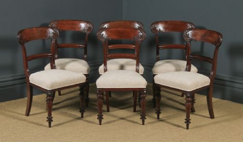 Antique English William IV Set of Six 6 Mahogany Bar Back Dining Chairs (Circa 1840)