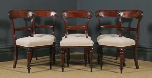 fig 1. Antique English William IV Set of Six 6 Mahogany Bar Back Dining Chairs (Circa 1840)