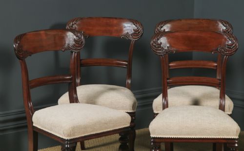 fig 3. Antique English William IV Set of Six 6 Mahogany Bar Back Dining Chairs (Circa 1840)