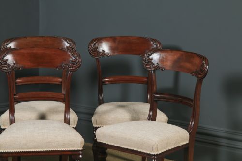 fig 4. Antique English William IV Set of Six 6 Mahogany Bar Back Dining Chairs (Circa 1840)