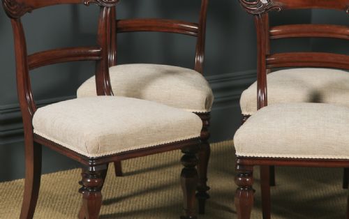 fig 5. Antique English William IV Set of Six 6 Mahogany Bar Back Dining Chairs (Circa 1840)