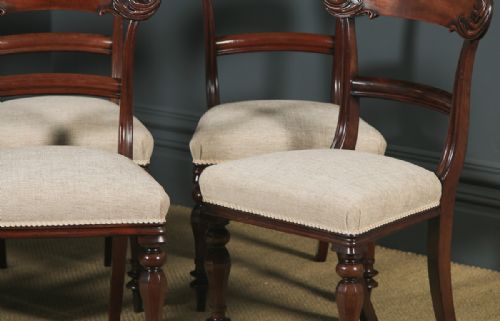 fig 6. Antique English William IV Set of Six 6 Mahogany Bar Back Dining Chairs (Circa 1840)