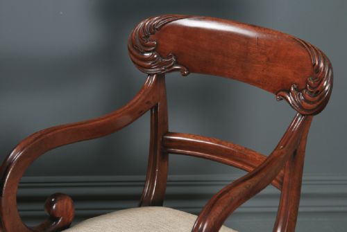 fig 2. Antique English William IV Mahogany Bar Back Library Desk Dining Armchair Carver (Circa 1840)