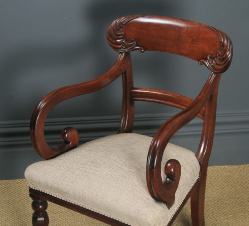 fig 3. Antique English William IV Mahogany Bar Back Library Desk Dining Armchair Carver (Circa 1840)