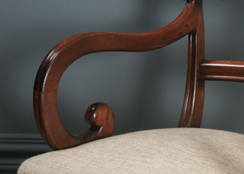 fig 4. Antique English William IV Mahogany Bar Back Library Desk Dining Armchair Carver (Circa 1840)