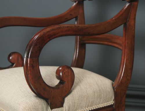 fig 5. Antique English William IV Mahogany Bar Back Library Desk Dining Armchair Carver (Circa 1840)