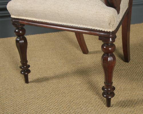 fig 6. Antique English William IV Mahogany Bar Back Library Desk Dining Armchair Carver (Circa 1840)
