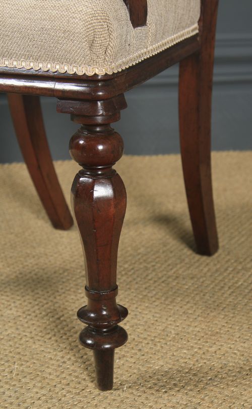 fig 7. Antique English William IV Mahogany Bar Back Library Desk Dining Armchair Carver (Circa 1840)