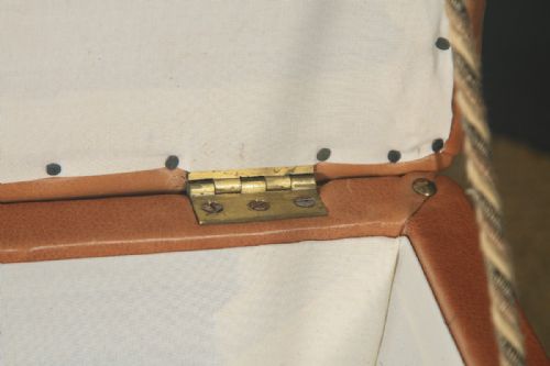 fig 4. Antique English Victorian Mahogany & Tan Brown Leather Upholstered Square Ottoman Box Stool (Circa 1860)