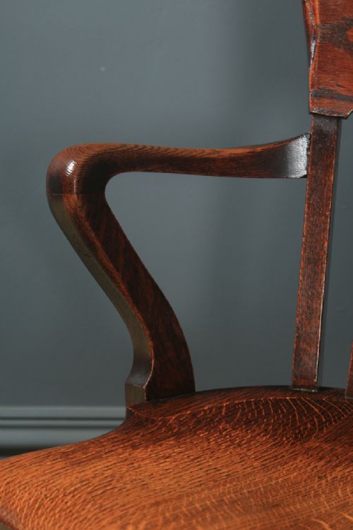fig 1. Antique English Victorian Oak & Ash Revolving Office Desk Arm Chair (Circa 1900)