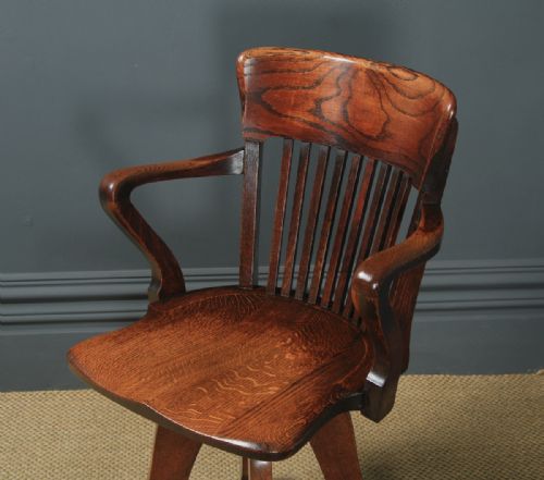 fig 2. Antique English Victorian Oak & Ash Revolving Office Desk Arm Chair (Circa 1900)
