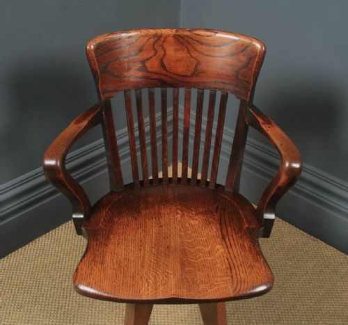 fig 3. Antique English Victorian Oak & Ash Revolving Office Desk Arm Chair (Circa 1900)