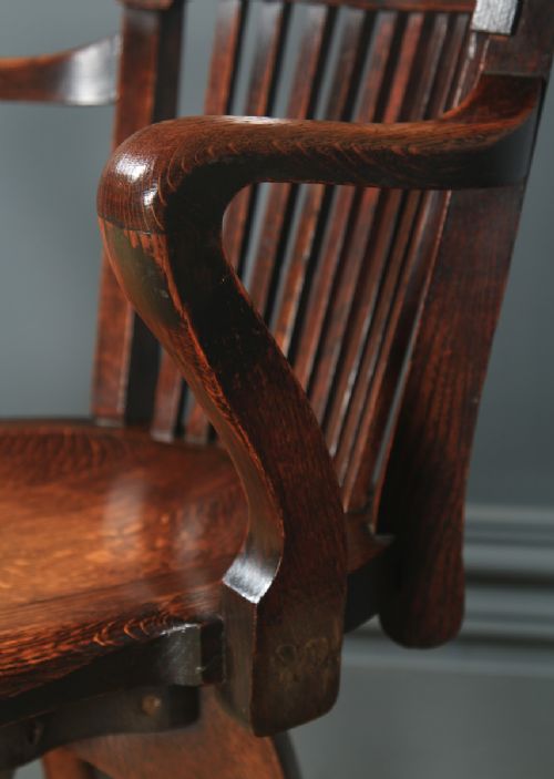 fig 5. Antique English Victorian Oak & Ash Revolving Office Desk Arm Chair (Circa 1900)