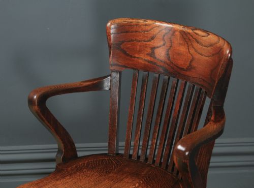 fig 6. Antique English Victorian Oak & Ash Revolving Office Desk Arm Chair (Circa 1900)
