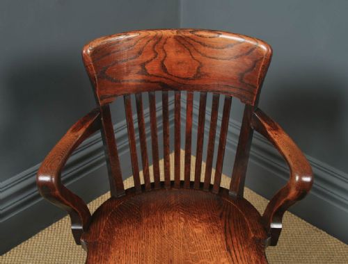 fig 7. Antique English Victorian Oak & Ash Revolving Office Desk Arm Chair (Circa 1900)