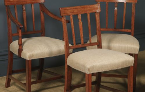 fig 1. Antique English Set of Six 6 Georgian Mahogany Inlaid Bar Back Dining Chairs (Circa 1830)