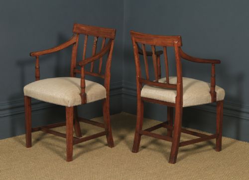 fig 5. Antique English Set of Six 6 Georgian Mahogany Inlaid Bar Back Dining Chairs (Circa 1830)