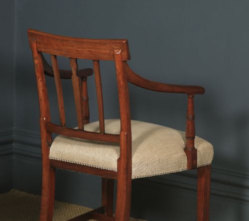 fig 8. Antique English Set of Six 6 Georgian Mahogany Inlaid Bar Back Dining Chairs (Circa 1830)