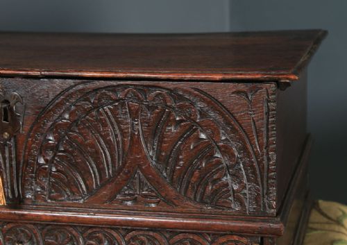 fig 2. Antique English 18th Century Solid Oak Carved Writing Box (Circa 1700)