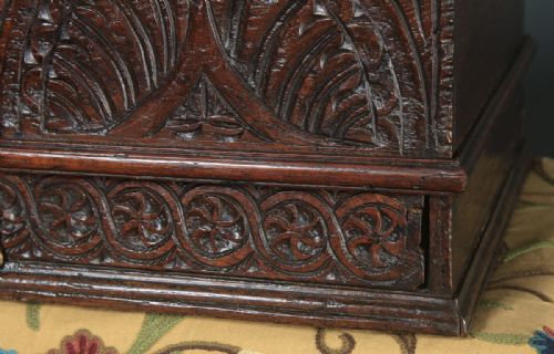 fig 3. Antique English 18th Century Solid Oak Carved Writing Box (Circa 1700)