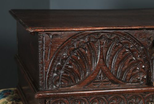 fig 4. Antique English 18th Century Solid Oak Carved Writing Box (Circa 1700)