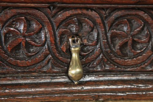 fig 6. Antique English 18th Century Solid Oak Carved Writing Box (Circa 1700)