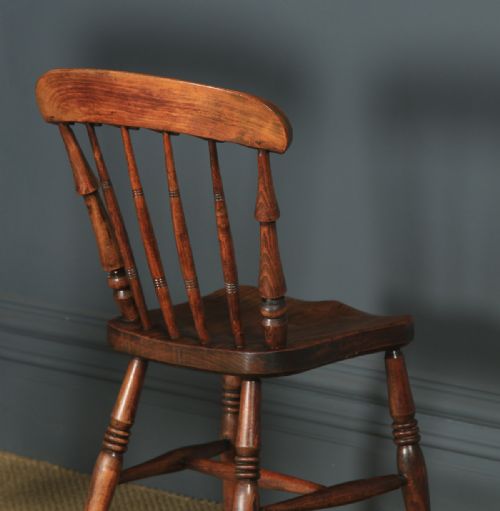 fig 5. Antique English Victorian Pair of Ash & Elm Windsor Bar & Stick Back Kitchen Chairs (Circa 1890)