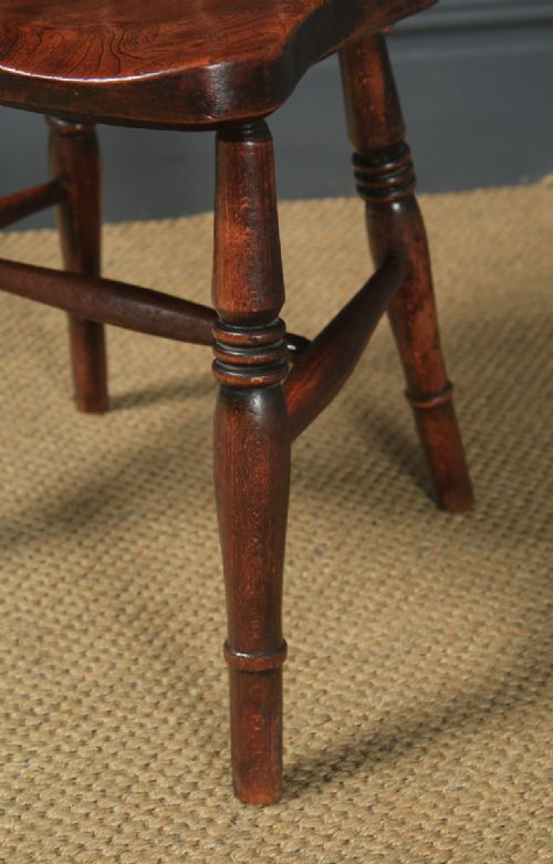 fig 9. Antique English Victorian Pair of Ash & Elm Windsor Bar & Stick Back Kitchen Chairs (Circa 1890)